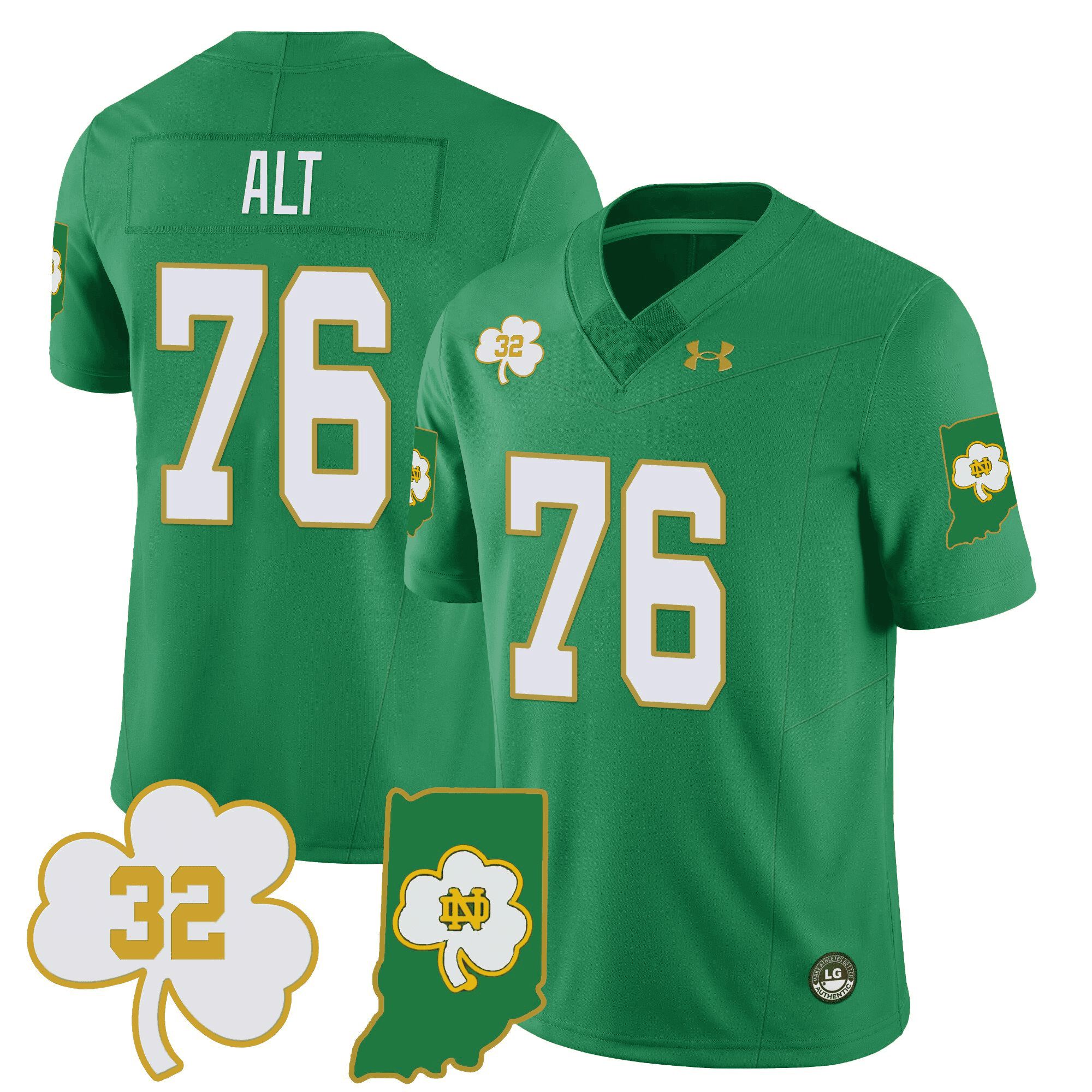 Men Notre Dame Fighting Irish #76 Alt Green 2024 Vapor Limited NCAA Jersey